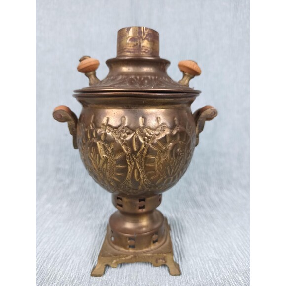 Mini Copper Samovar Water Heater Tea Kettle For Decoration Metal Art Shelf Decor - Picture 5 of 11